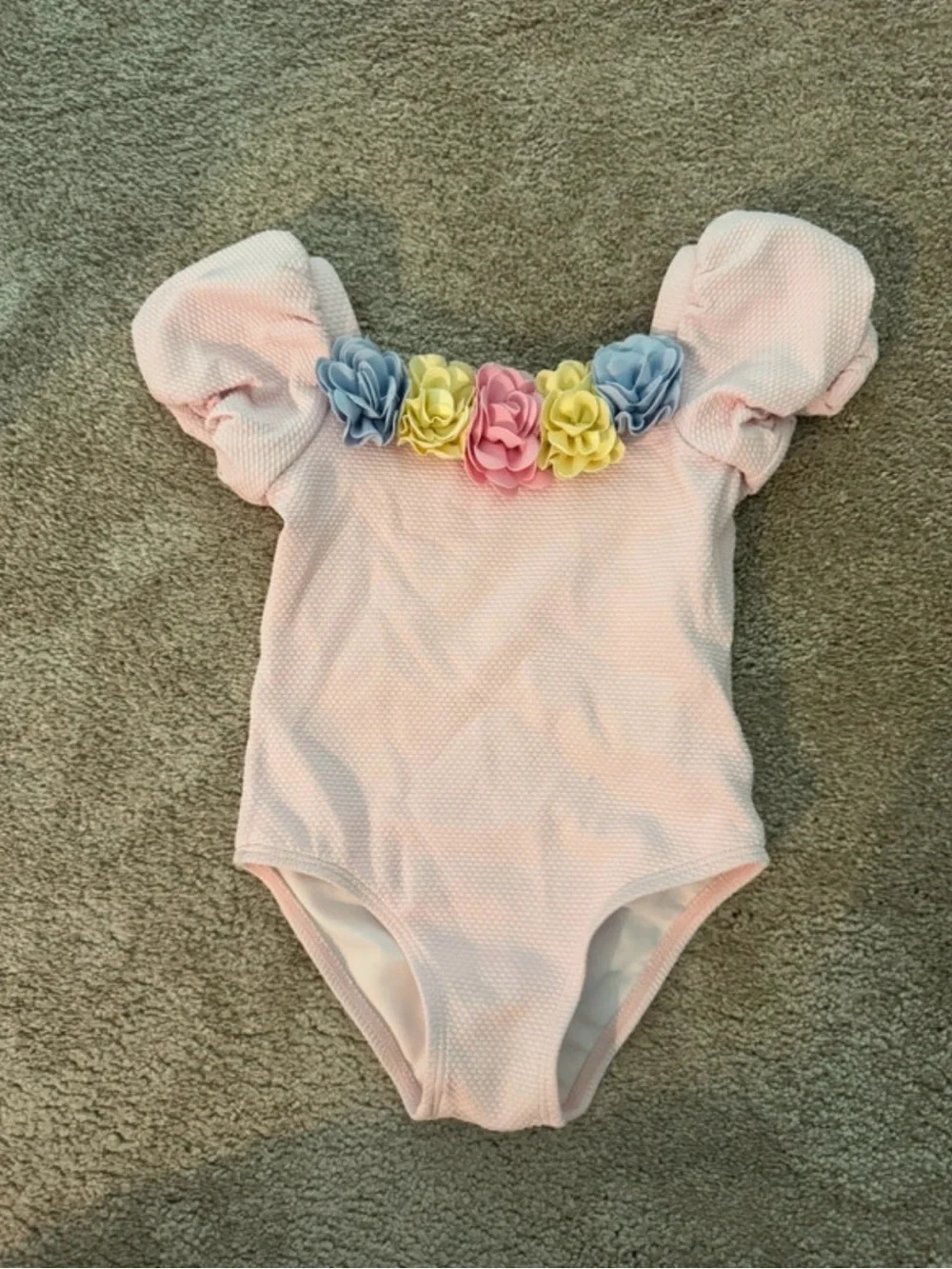 Janie and Jack Girls Pink One-Piece Swimsuit with Pastel Floral